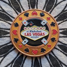 Reverse Proof Colorized Welcome to Las Vegas .999 1oz Copper Round. Cards Ace