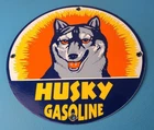 Vintage Husky Gasoline Porcelain Sign - Gas Service Motor Oil Pump Plate Sign
