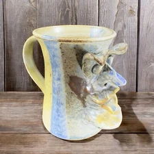 Hand Made Stoneware Pottery Mug Cup Ugly Face Mug Demon Face Figural Vintage