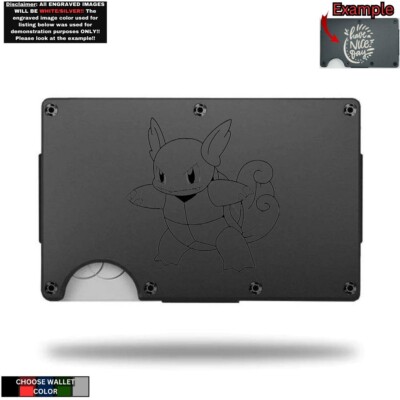 Wartortle Poke-mon Laser Engraved Onto An Metal Wallet