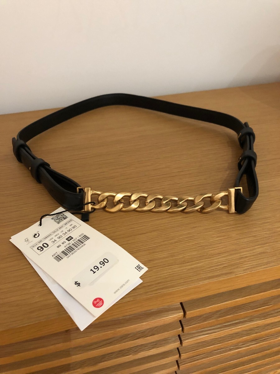 ZARA black belt with gold chain, Size 90 (Euro) USA Size 34  display picture 1