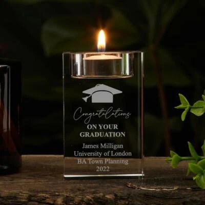 UKGIFTSTOREONLINE Personalised Graduation Keepsake Tea Light Candle Holder GTL-10
