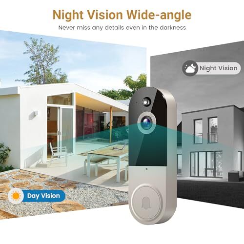 1080P Video Doorbell Camera Wireless In & Outdoor Surveillance Night Vision Cam - Picture 5 of 11