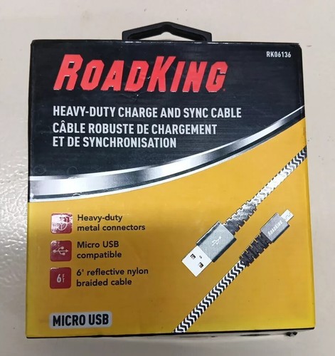 RoadKing Heavy Duty USB-C Charge and Sync Cable Reflective 6 FT Foot RK06336 - 第 1/2 張圖片