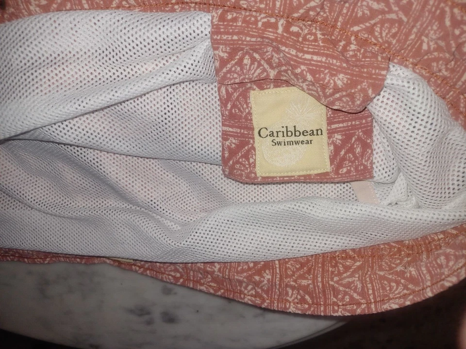 Caribbean Swimwear Men's Swim Trunks Large Pink Tan - Image 4 of 4