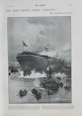 1902 DRUCK NEW ORIENT LINER ORONTES START BEI GOVAN 