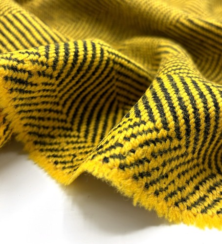 Cortina de cojín de tapicería de tela de tweed tela de lana Chevron de espiga amarilla - Imagen 3 de 5