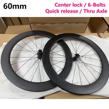 MEROCA 60mm Road Bike Carbon Wheelset 700c Clincher Wheels Disc Brake TA/Quick-L