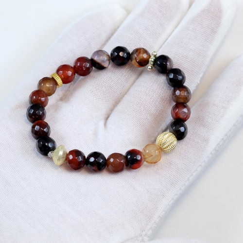 Semi Precious Gemstone Bracelets Ruby Amethyst Blue Agate Stretch Faceted 8mm - Picture 23 of 52