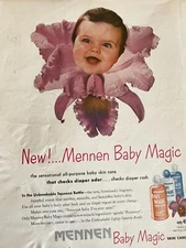 Mennen Baby Magic Lotion, Full Page Vintage Print Ad
