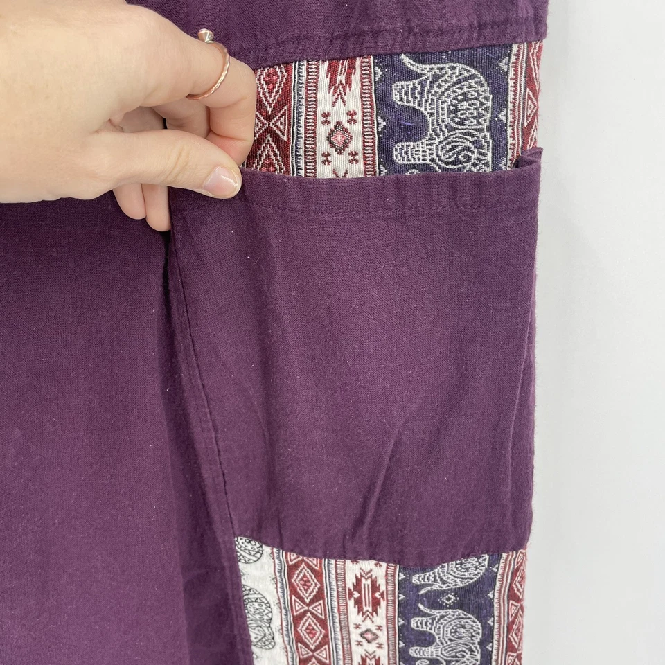 Harem Pants Womens Small Purple Boho Tribal Pockets Cottagecore Festival READ - Image 2 of 4