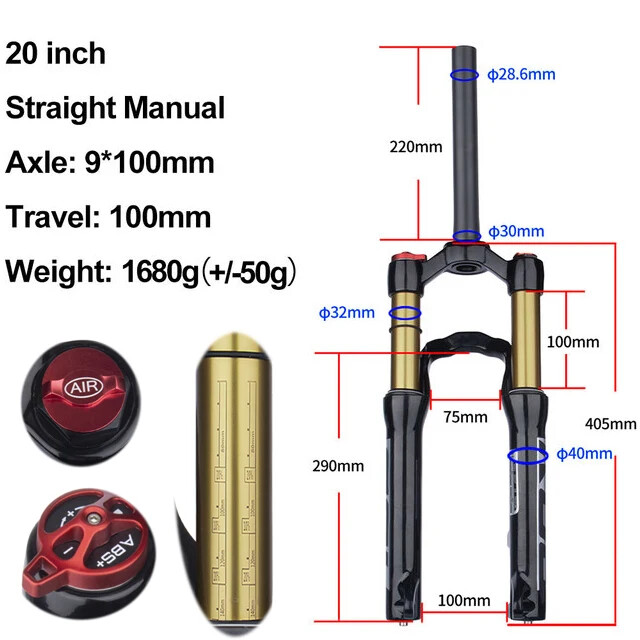Front Suspension Air Fork 20inch Travel  90mm Bike Accessories