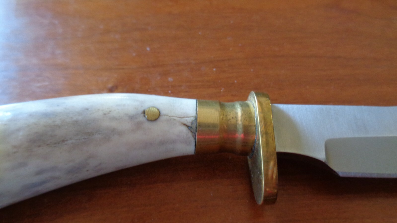 SIGNED Native American Hunting Knife w/ Stag Horn Handle & Leather