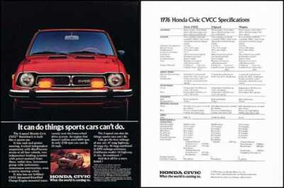 #ad 1976 Honda Civic Vintage 2 page Advertisement Print Art Ad with Specs J637A $9.56