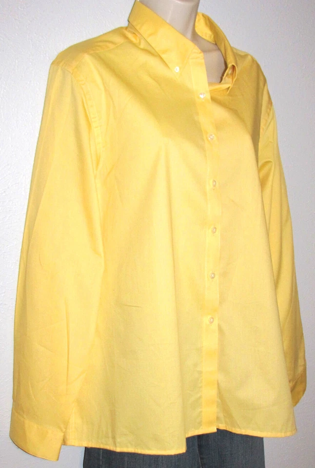 Camisa con botones Van Heusen para mujer talla 2XL (20/22) amarilla manga larga Foto 2 de 2