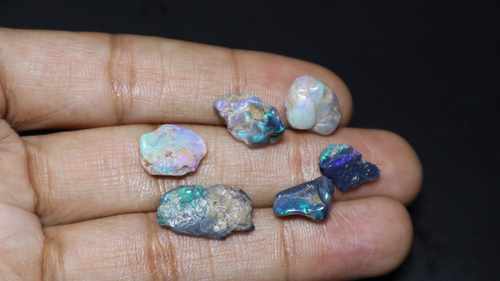 6.Pieces 18.00 Carat Natural Australian Opal Black Lightning Ridge Rough Opal - Video 1 of 1