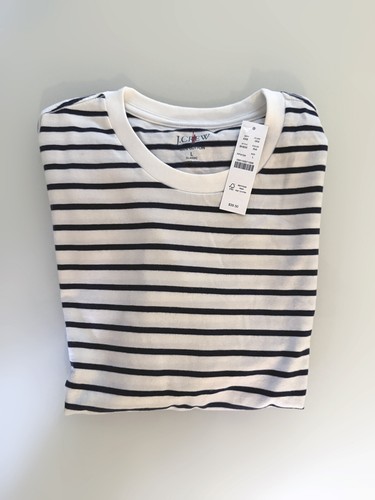 NWT - J. CREW Men's Cotton Short Sleeve T-Shirt in Stripe, Ivory Navy Sz L - $39 - 第 7/7 張圖片