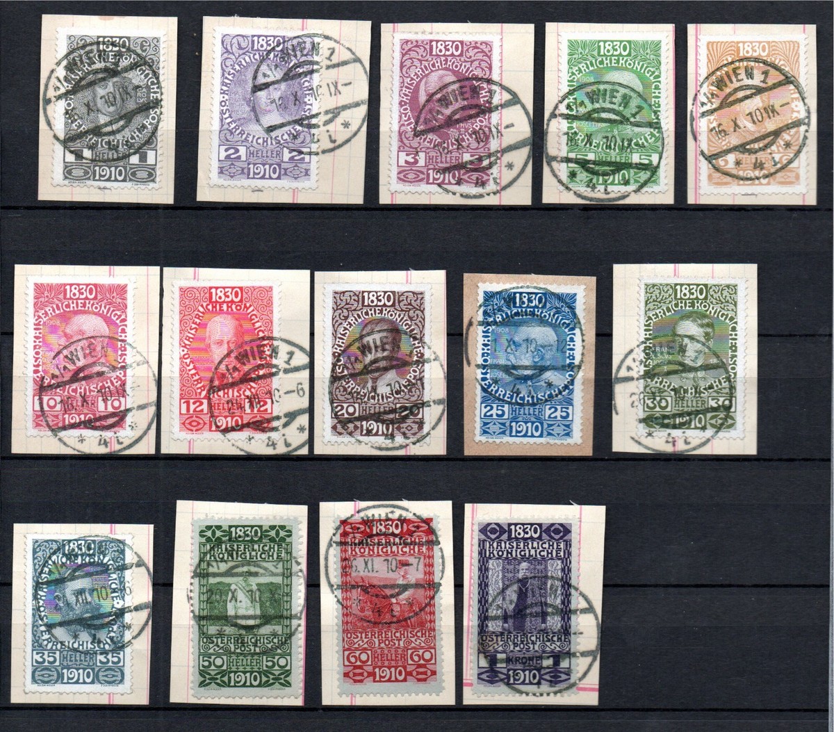 Austria 1910 old (incomplete) set Franz Joseph stamps (Michel 161  display picture 1