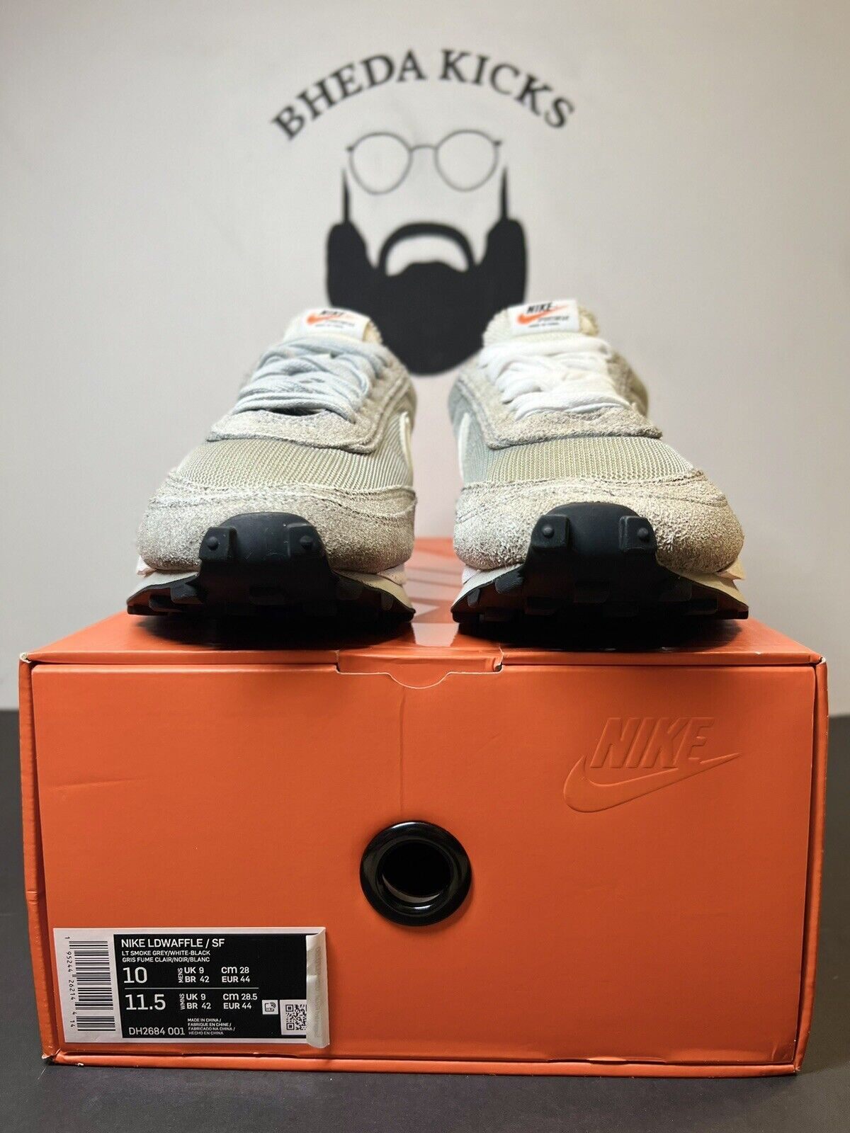 SACAI X NIKE Nike LDV Waffle x Fragment Design x Sacai Grigio SF Taglia 10 DH2684 001 Usate