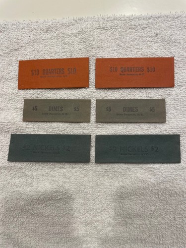 Vintage Lot of "Bank Products Co" of NY Sleeves Wrappers Dimes Quarters Nickels