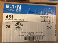  Box of 25 Eaton Crouse-Hinds 461 3/4" set screw coupling NEW 