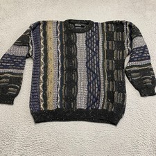 Vintage Grafico Italia Knit Sweater Mens Large Wool Blend Made in Italy Hip Hop