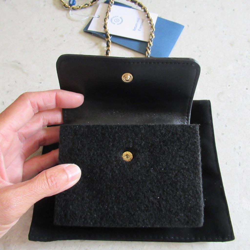 Chanel Black Lambskin GOLD CC Mini Card Holder Wallet on Chain WOC