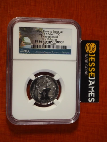 2018 S 25C REVERSE PROOF SILVER PICTURED ROCKS QUARTER NGC PF70 FIRST RELEASES