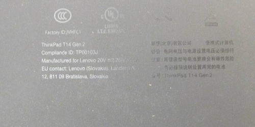 LOT de 10 x Portable 14'' Lenovo T14 Gen2 Core I5-11ème Gen, 8Go RAM 256Go SSD, - Photo 12/14