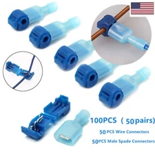 100X Car Quick Splice Lock Wire Terminals Connectors Electrical Crimp Cable Snap
