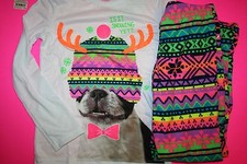 NWT JUSTICE GIRLS 2 PIECE SLEEP SET 6/7 PAJAMAS PJ'S DOG HAT IS IT SNOWING YET 