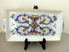 Nova DERUTA Serving Tray Dish w/Handles -Hand Painted Made in Italy - NWOT