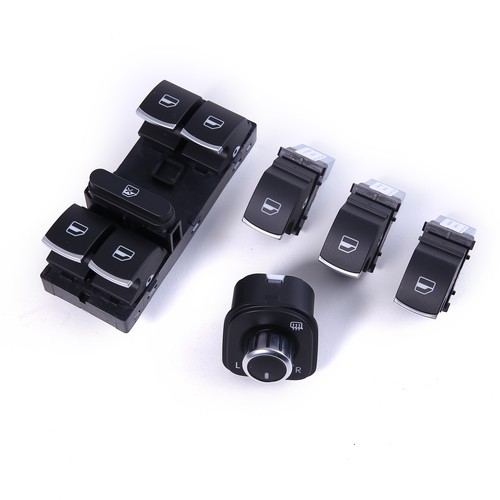 Chrome Master Window Mirror Switch Set For VW Golf Tiguan Rabbit 5ND959857 - Picture 2 of 5