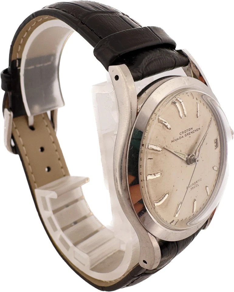 Vintage Nivada Grenchen Aquadatic 360EL Men's Automatic Wristwatch Swiss Steel - Image 3 of 4