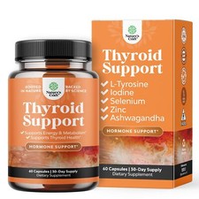 60 Count Thyroid Support Supplement with Herbs Vitamins for Energy Focus