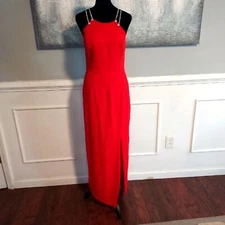 NIGHT STUDIO NY Red Jewel Maxi Formal  Dress Sz 6