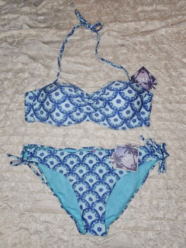 YMI MWT Swimsuit Bikini XL Blue 2 Piece Swim Bathing Suit New Top Bottoms Teen