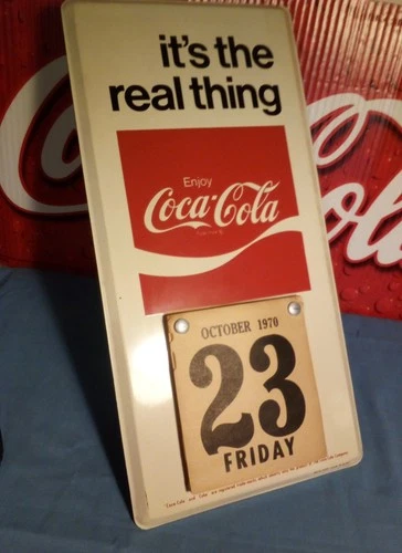 Coca-Cola Vintage Metal Calendar Sign: “It’s the Real Thing” (1970)