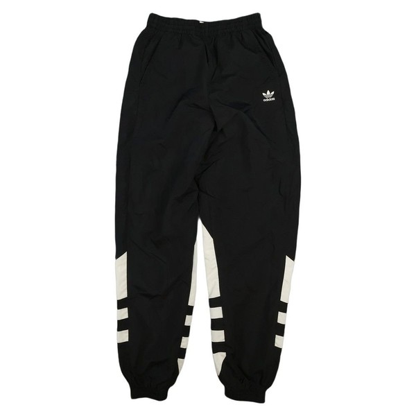 Adidas Track Pants Womens 6 Black Big Logo Trefoil Jogger Cuffed Woven Size 6