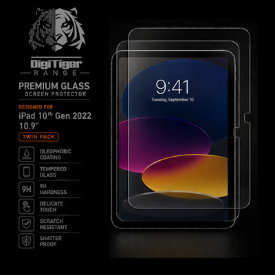 [2er-Pack] Digitiger Hartglas Displayschutzfolie für iPad 10. Generation 10.9