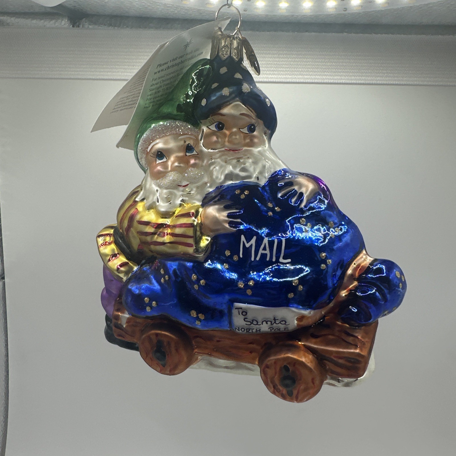 Vintage Christopher Radko  Express Santa Mail Glass Christmas Tree Ornament VTG