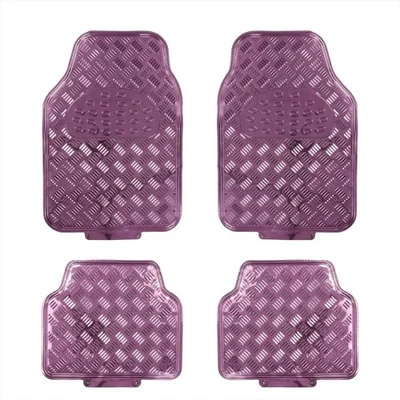 Universal Pink Metallic Streetwize Checker Rubber Girls Car Floor Mats Set SWTP6 - Image 1 of 4