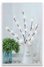White Rose Flower Branch LED Light Lamp Indoor Decor Battery Gift Party Wedding