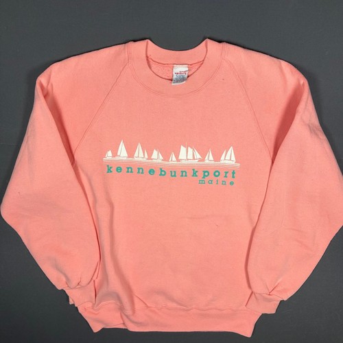 Vintage Kennebunkport Maine Sailboats Sweatshirt Mens Sz M Pink Russell Athletic