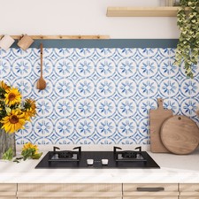 20-Sheet 12"x12" Blue Flower Peel and Stick Backsplash Wall Mosaic Tile