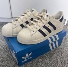 Adidas Originals Superstar 82 scarpe da ginnastica Cloud bianco/blu scuro/bianco sporco UK 5,5 