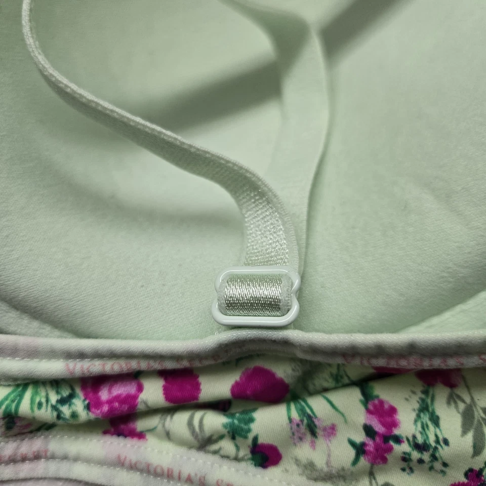 Victoria's Secret Mujer Sujetador 38C Verde Floral Camiseta Ligeramente Forrada Demi Country Foto 4 de 4