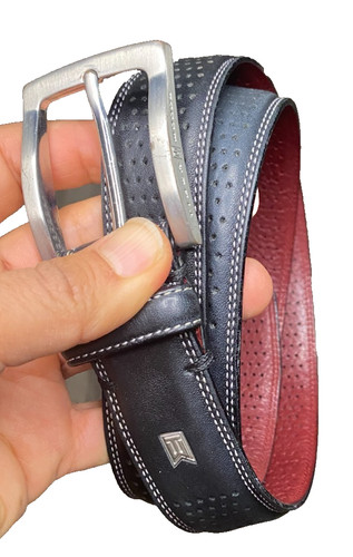 Nike Tiger Woods Men's Mesh II G-Flex Golf Belt Size 34 Black Red Leather Iconic