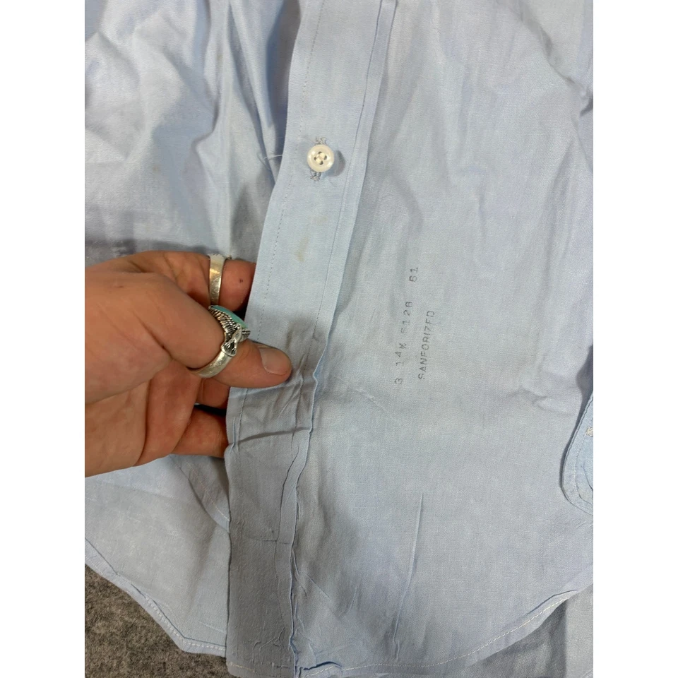 Camisa de vestir sanforizada vintage años 50 para hombre talla 14,5 azul abotonada negocios años 60 Foto 4 de 4