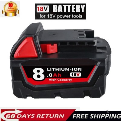 battery Akku 8.0Ah 18V XC Li-Ion Batterie M18B5 48-11-1828 Für Milwaukee M18